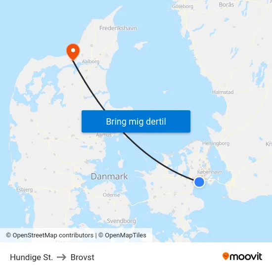 Hundige St. to Brovst map