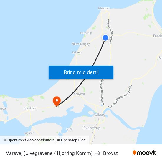 Vårsvej (Ulvegravene / Hjørring Komm) to Brovst map