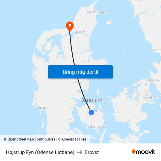 Højstrup Fyn (Odense Letbane) to Brovst map