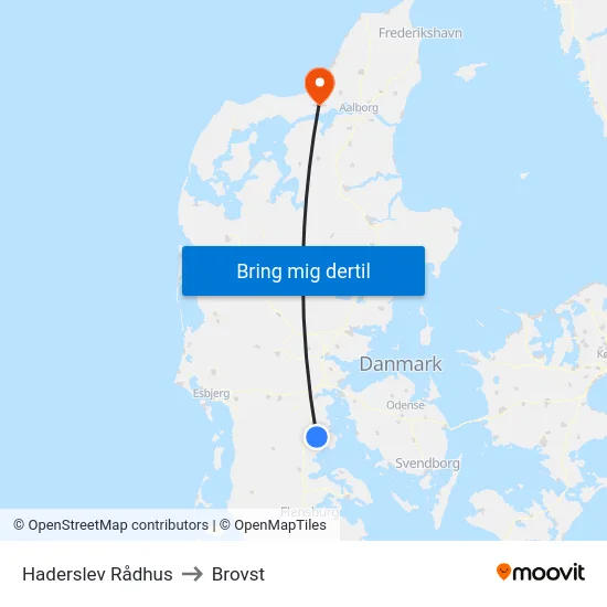 Haderslev Rådhus to Brovst map