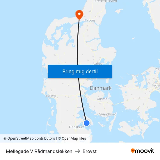 Møllegade V Rådmandsløkken to Brovst map