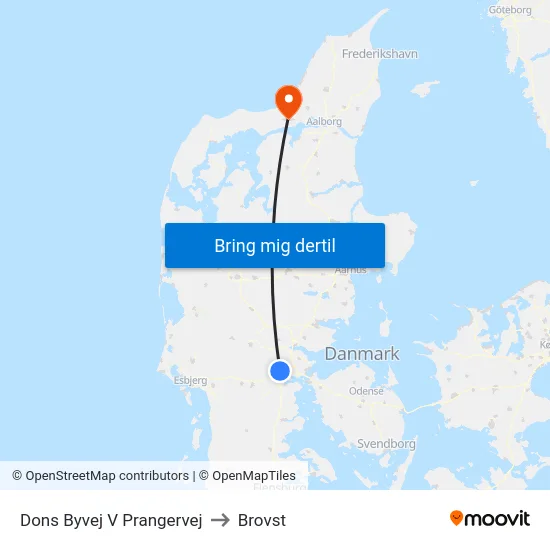 Dons Byvej V Prangervej to Brovst map