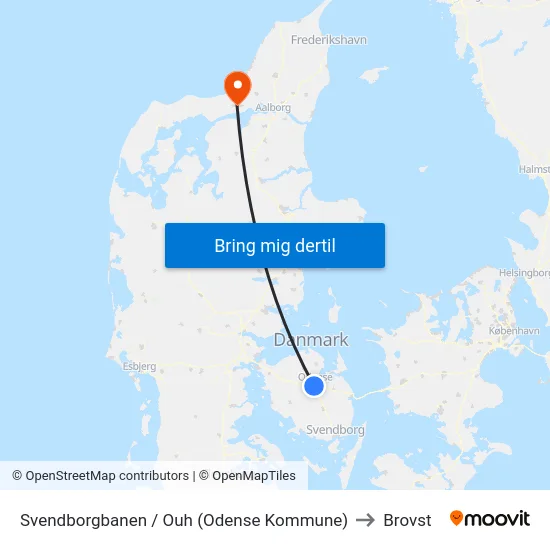 Svendborgbanen / Ouh (Odense Kommune) to Brovst map