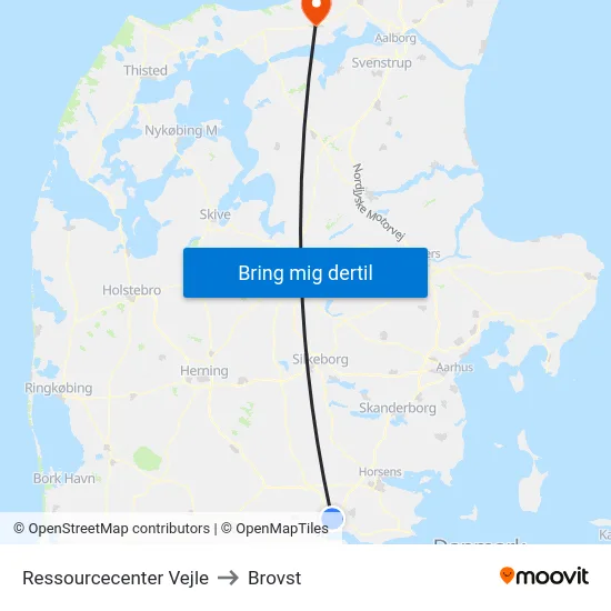 Ressourcecenter Vejle to Brovst map