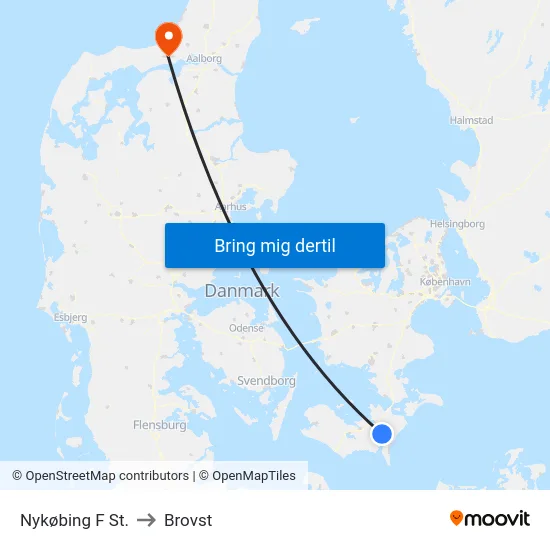 Nykøbing F St. to Brovst map