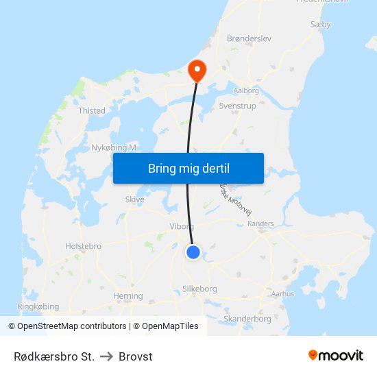 Rødkærsbro St. to Brovst map