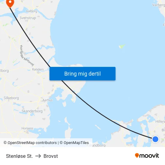 Stenløse St. to Brovst map