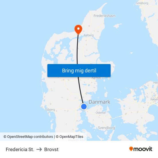 Fredericia St. to Brovst map