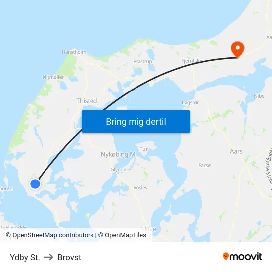 Ydby St. to Brovst map