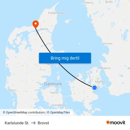 Karlslunde St. to Brovst map
