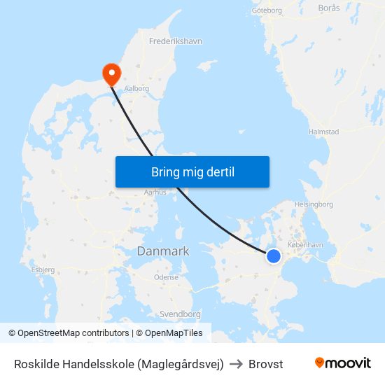 Roskilde Handelsskole (Maglegårdsvej) to Brovst map