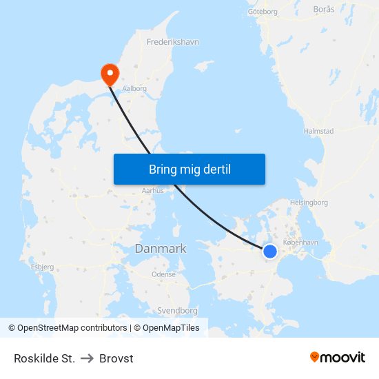 Roskilde St. to Brovst map