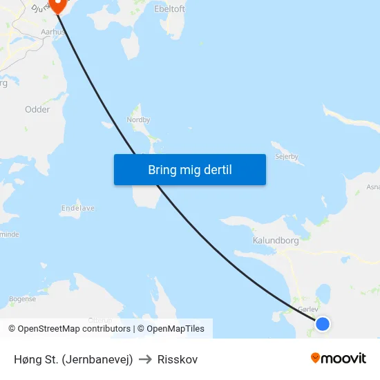 Høng St. (Jernbanevej) to Risskov map