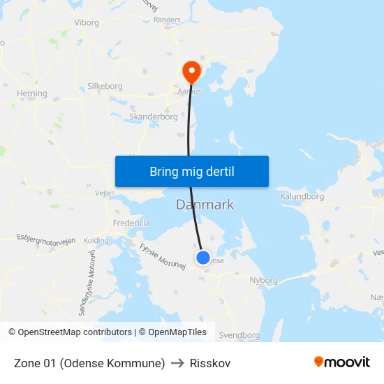 Zone 01 (Odense Kommune) to Risskov map