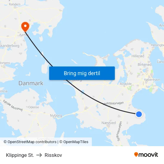 Klippinge St. to Risskov map