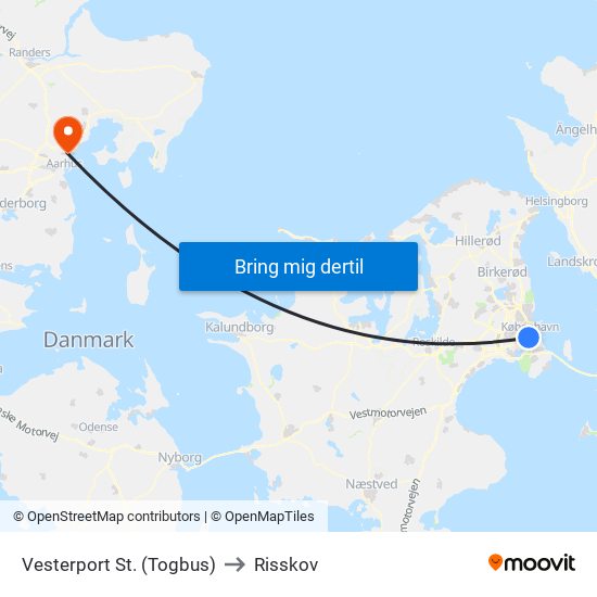 Vesterport St. (Togbus) to Risskov map