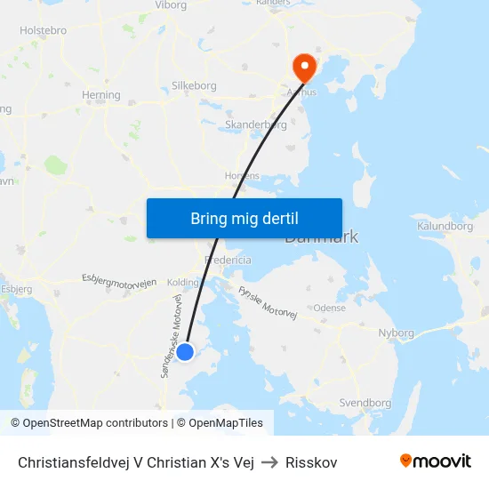 Christiansfeldvej V Christian X's Vej to Risskov map