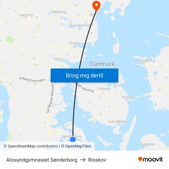 Alssundgymnasiet Sønderborg to Risskov map