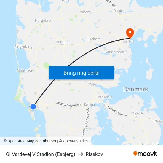 Gl Vardevej V Stadion (Esbjerg) to Risskov map