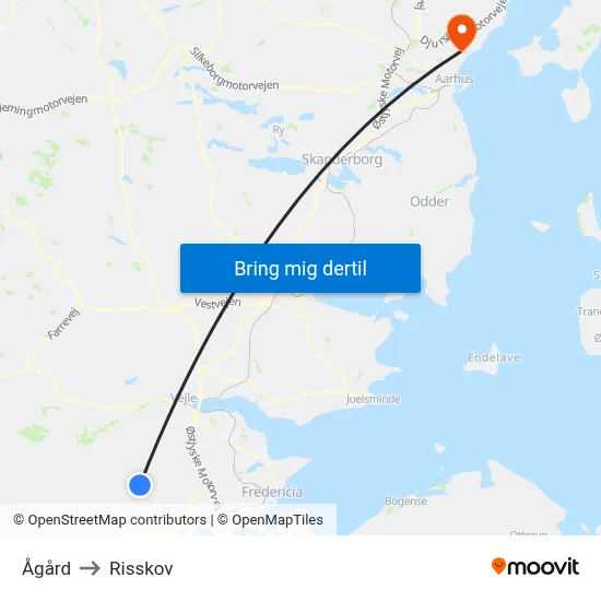 Ågård to Risskov map