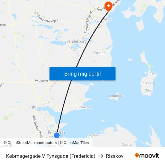 Købmagergade V Fynsgade (Fredericia) to Risskov map