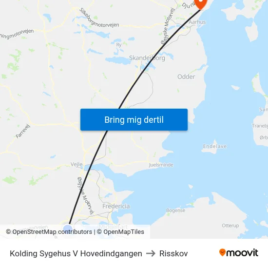 Kolding Sygehus V Hovedindgangen to Risskov map