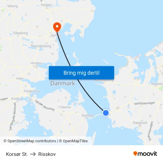 Korsør St. to Risskov map