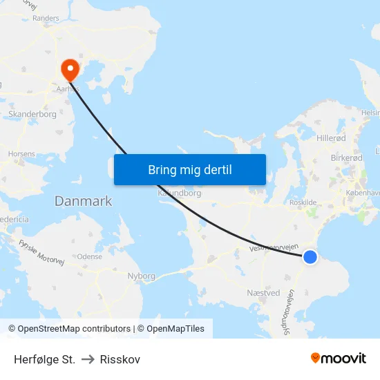 Herfølge St. to Risskov map