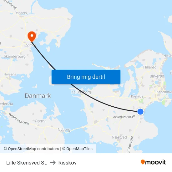 Lille Skensved St. to Risskov map