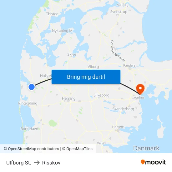 Ulfborg St. to Risskov map