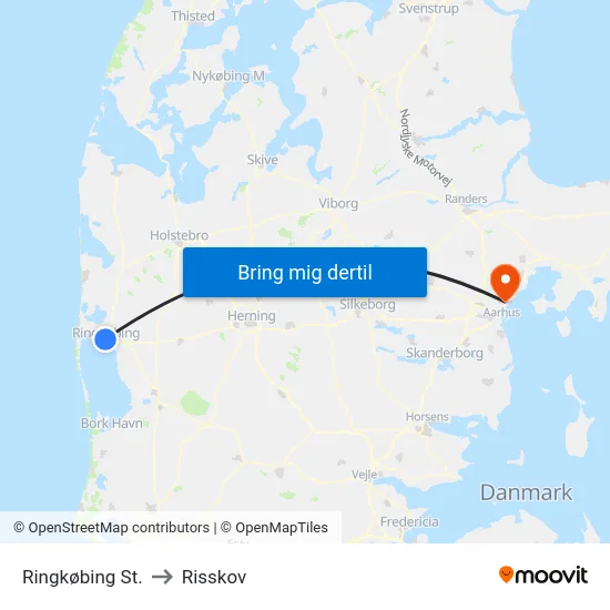 Ringkøbing St. to Risskov map