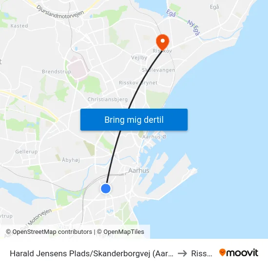 Harald Jensens Plads/Skanderborgvej (Aarhus Kom) to Risskov map