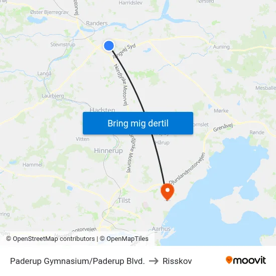 Paderup Gymnasium/Paderup Blvd. to Risskov map