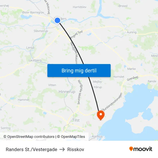 Randers St./Vestergade to Risskov map