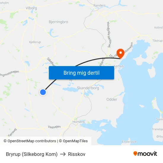 Bryrup (Silkeborg Kom) to Risskov map