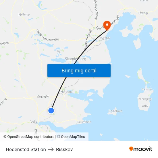 Hedensted Station to Risskov map