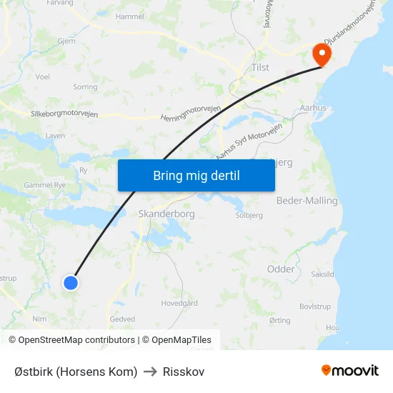 Østbirk (Horsens Kom) to Risskov map