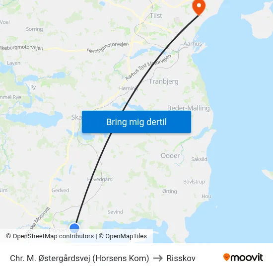 Chr. M. Østergårdsvej (Horsens Kom) to Risskov map