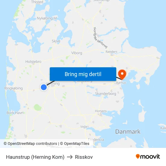 Haunstrup (Herning Kom) to Risskov map