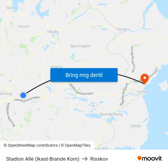 Stadion Allè (Ikast-Brande Kom) to Risskov map