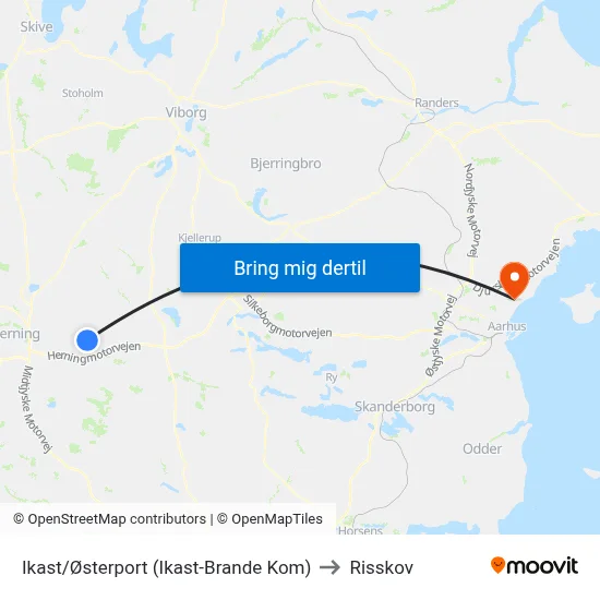 Ikast/Østerport (Ikast-Brande Kom) to Risskov map