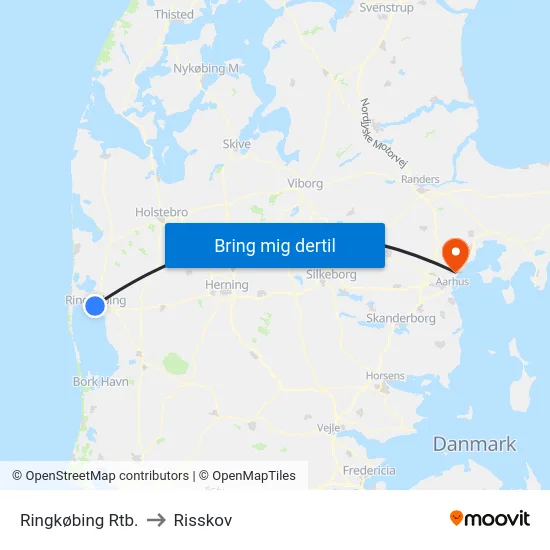 Ringkøbing Rtb. to Risskov map