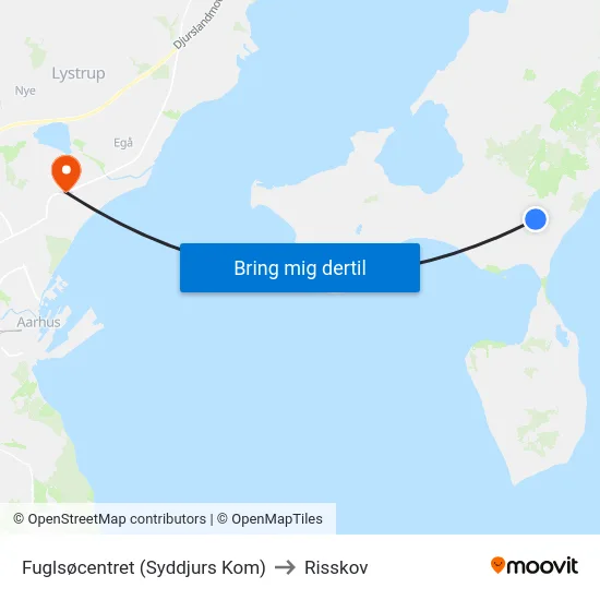 Fuglsøcentret (Syddjurs Kom) to Risskov map