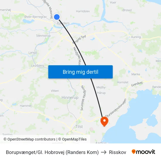 Borupvænget/Gl. Hobrovej (Randers Kom) to Risskov map