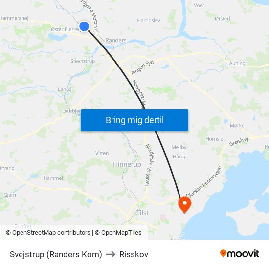 Svejstrup (Randers Kom) to Risskov map