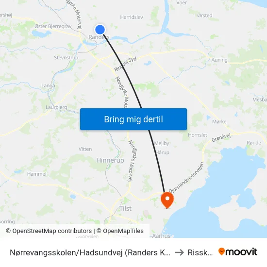 Nørrevangsskolen/Hadsundvej (Randers Kom) to Risskov map