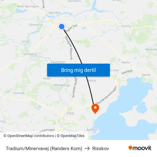 Tradium/Minervavej (Randers Kom) to Risskov map