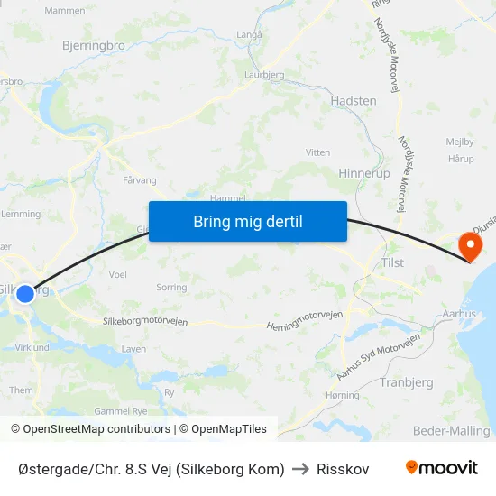Østergade/Chr. 8.S Vej (Silkeborg Kom) to Risskov map