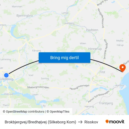 Brokbjergvej/Bredhøjvej (Silkeborg Kom) to Risskov map