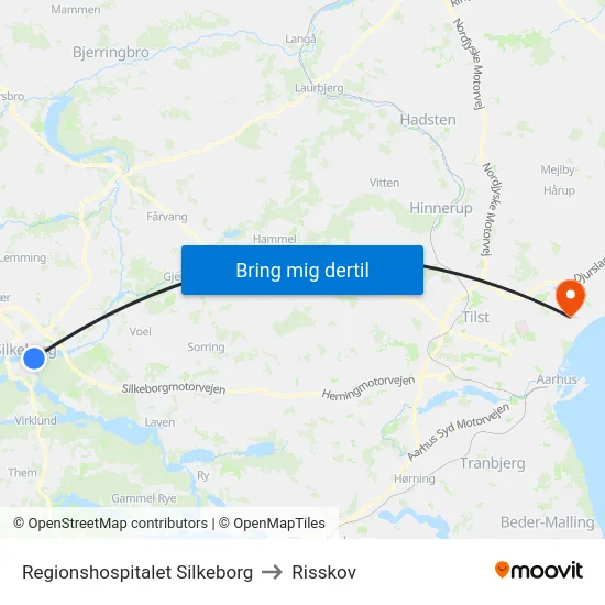 Regionshospitalet Silkeborg to Risskov map